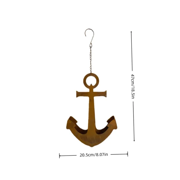 Rustic anchor hanging iron planter for garden and wall decor