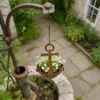 Rustic anchor hanging iron planter for garden and wall decor