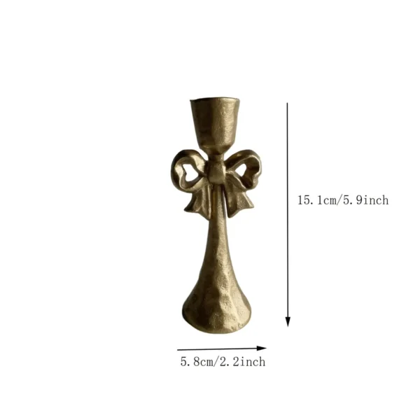 temu-bow-candle-holder-03 Vintage golden bow iron candle holder for tabletop decor