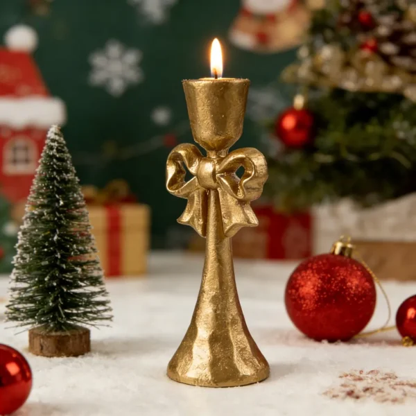 temu-bow-candle-holder-05 Vintage golden bow iron candle holder for tabletop decor
