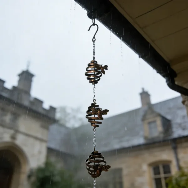 Bronze bee shaped iron rain chain for garden and outdoor decor