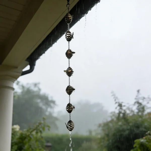 Bronze bee shaped iron rain chain for garden and outdoor decor