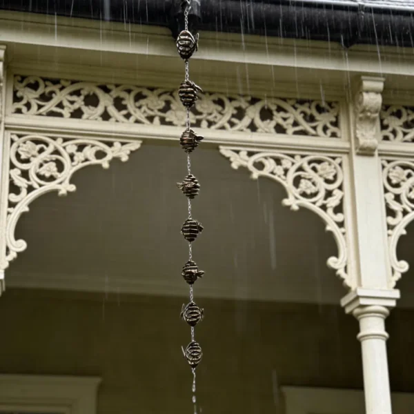 Bronze bee shaped iron rain chain for garden and outdoor decor