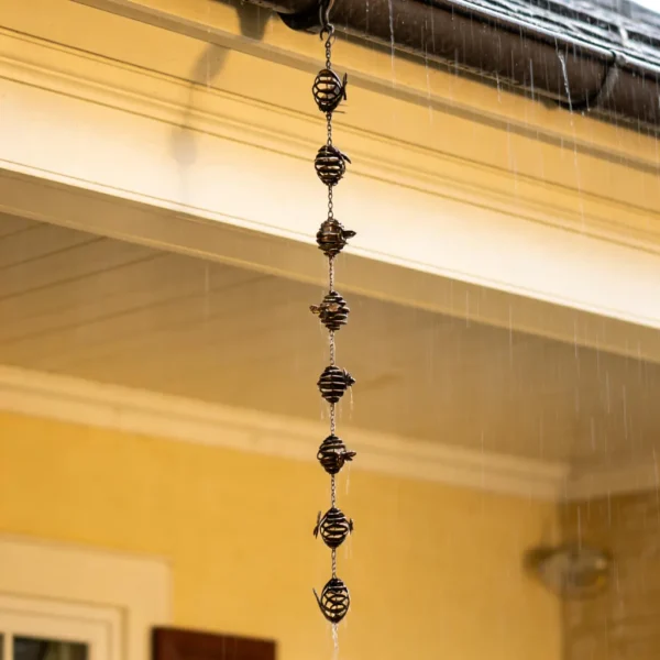 Bronze bee shaped iron rain chain for garden and outdoor decor
