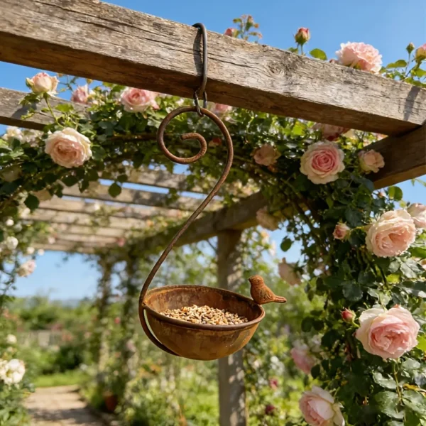 Rustic Hanging Bird Feeder and Bird Bath for Garden Decor - image 1