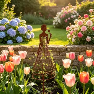 Rustic Lady Garden Trellis for Climbing Vines and Flower Beds - image 1