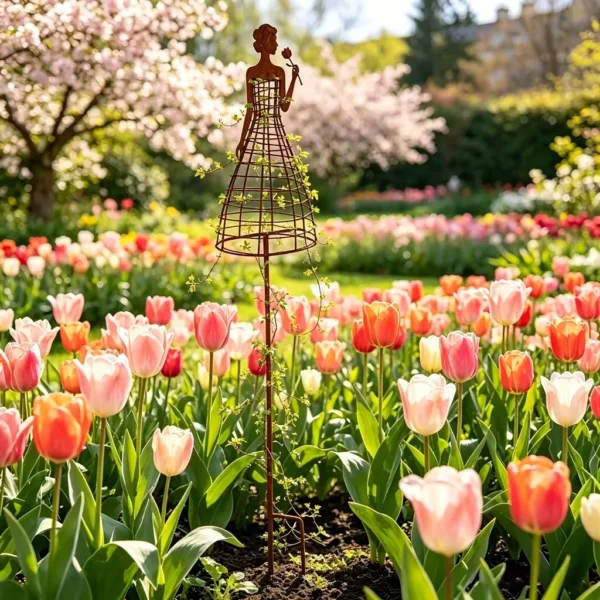 Rustic Lady Garden Trellis for Climbing Vines and Flower Beds - image 4