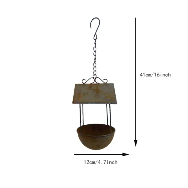 Rustic house iron bird feeder with chain for garden decor