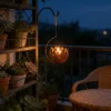 Rustic tulip shaped iron hanging candle holder for garden and home decor
