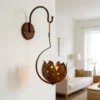 Rustic tulip shaped iron hanging candle holder for garden and home decor