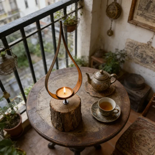 Rustic Teardrop Iron Candle Holder for Tabletop Decor - image 2