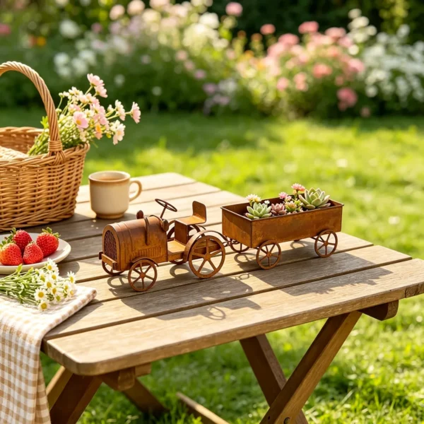 Rustic Iron Tractor Planter for Garden and Home Decor - image 4