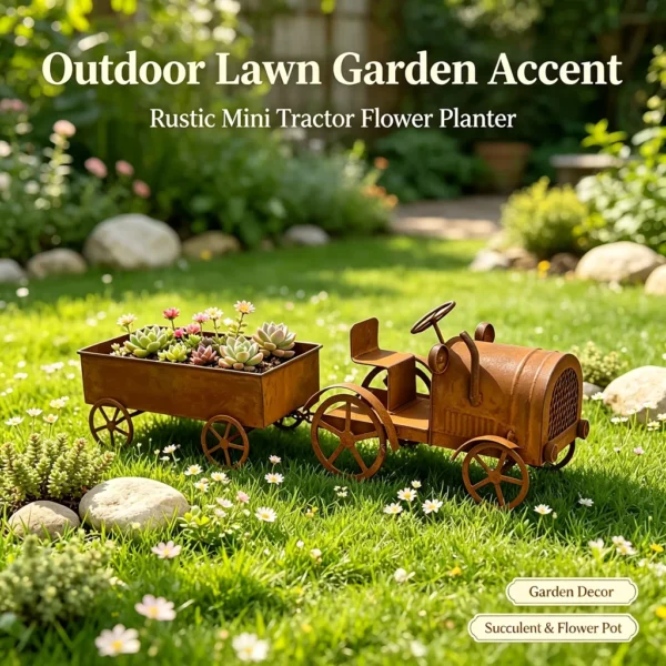 Rustic Iron Tractor Planter for Garden and Home Decor - image 5