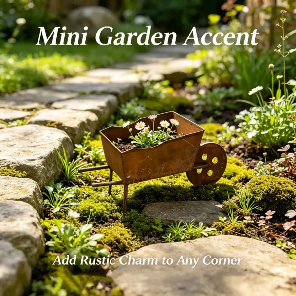 Rustic Iron Wheelbarrow Planter for Garden and Tabletop Decor - image 4