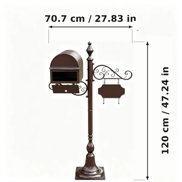 American Vintage Post Mailbox 4 American vintage post mailbox size diagram